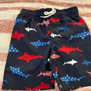NWOT - 4T Shark Print Kids Swim Shorts